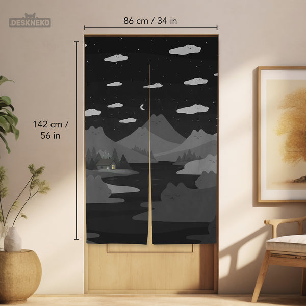 Cute Cat Mountains Noren Curtain - Noren Door Curtain - Deskneko - Noren Door Curtains