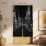 Black Tokyo Street Noren Curtain - Noren Door Curtain - Deskneko - Noren Door Curtains