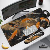 Black Gold Koi Desk Mat Mousepad - Desk Mat - Deskneko - Desk Mats & Mousepads