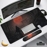 Crimson Samurai Eclipse Desk Mat Mousepad - Deskneko
