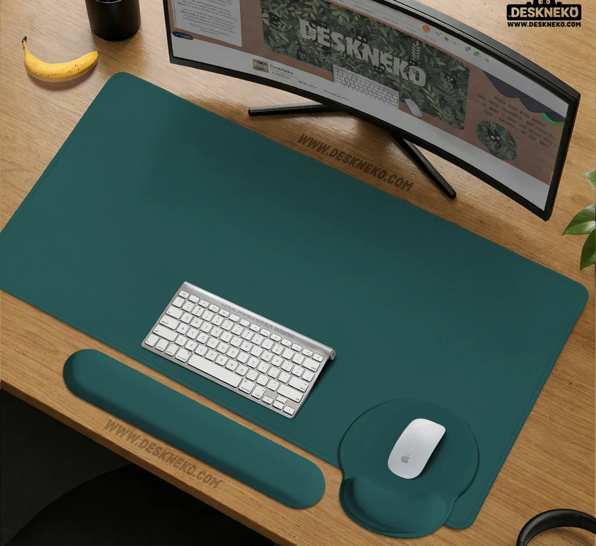 Ergonomic Teal Mousepad with Wrist Rest for Office and Gaming - Deskneko