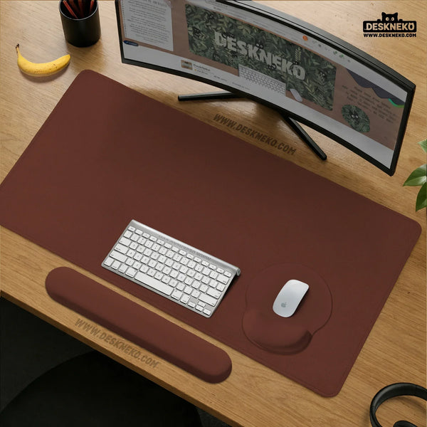 Ergonomic Mahogany Mousepad with Wrist Rest for Office and Gaming - Deskneko