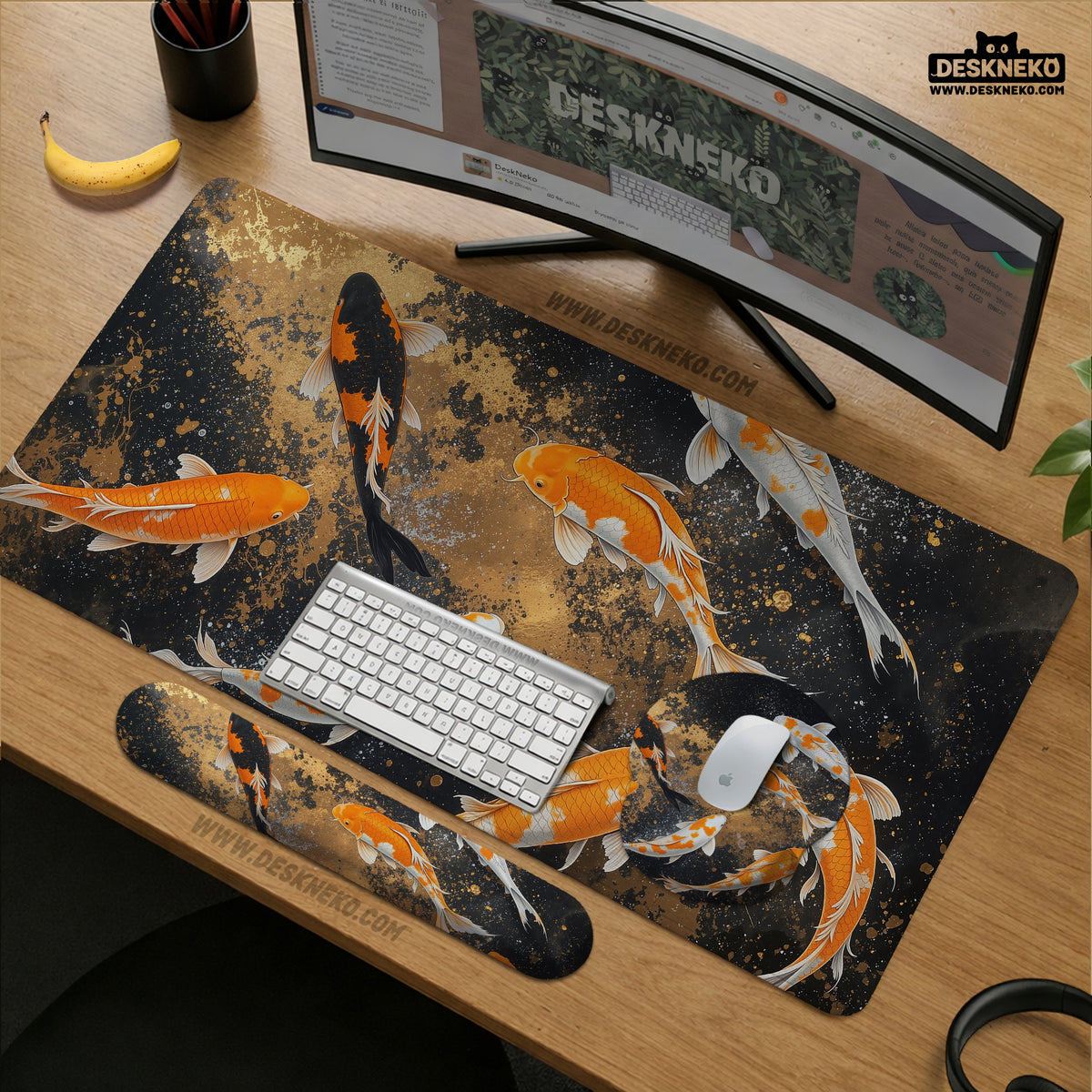 Gold Koi Fish Mousepad Wrist Rest - Ergonomic Mousepads & Wrist Rests - Deskneko - Mousepads & Wrist Rests