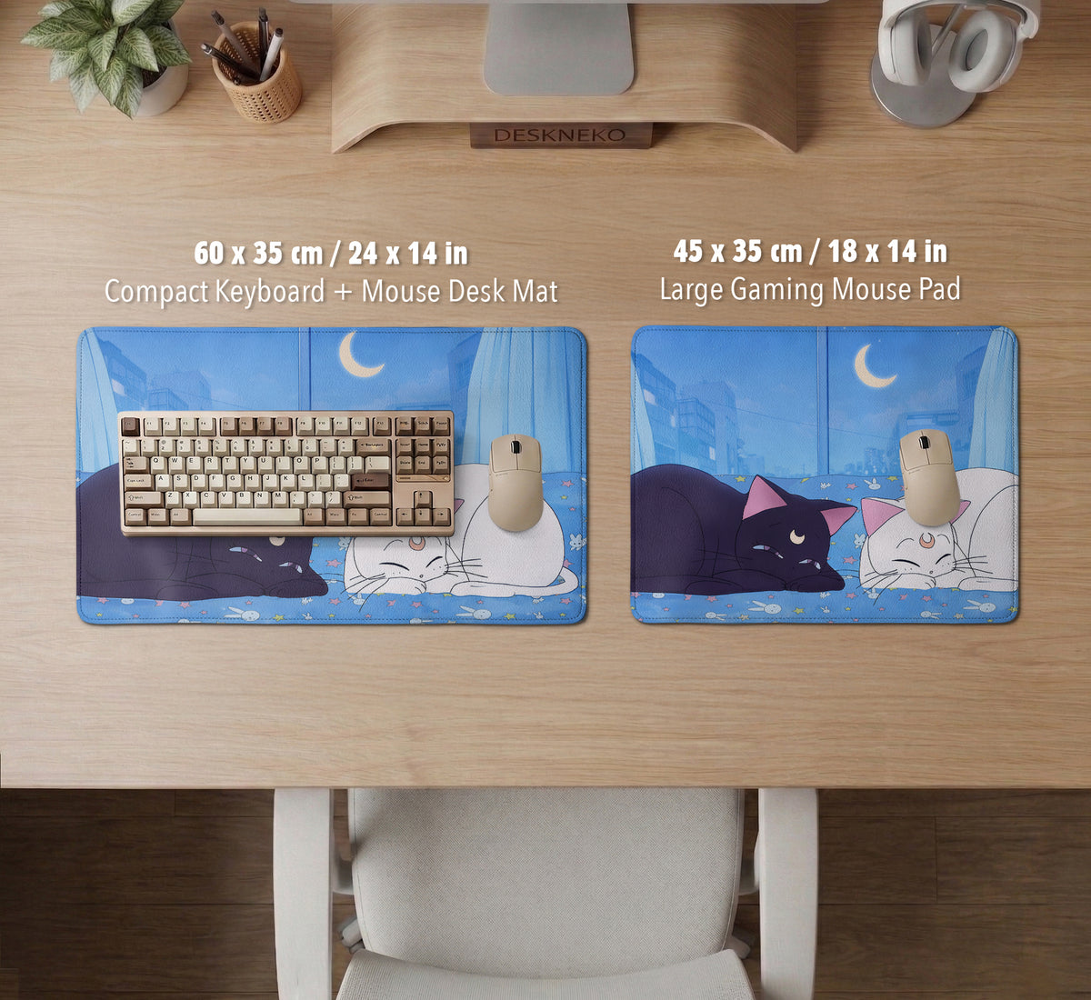 Blue Anime Aesthetic Desk Mat Mousepad - Desk Mat - Deskneko - Desk Mats & Mousepads
