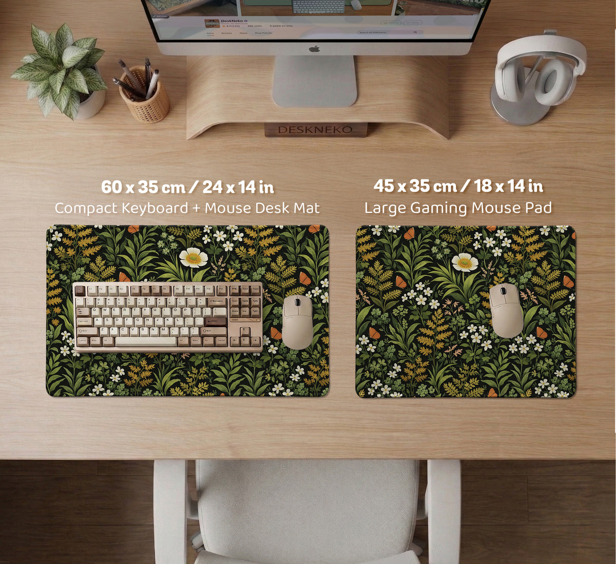 Dark Botanical Desk Mat - Desk Mat - Deskneko - Desk Mats & Mousepads