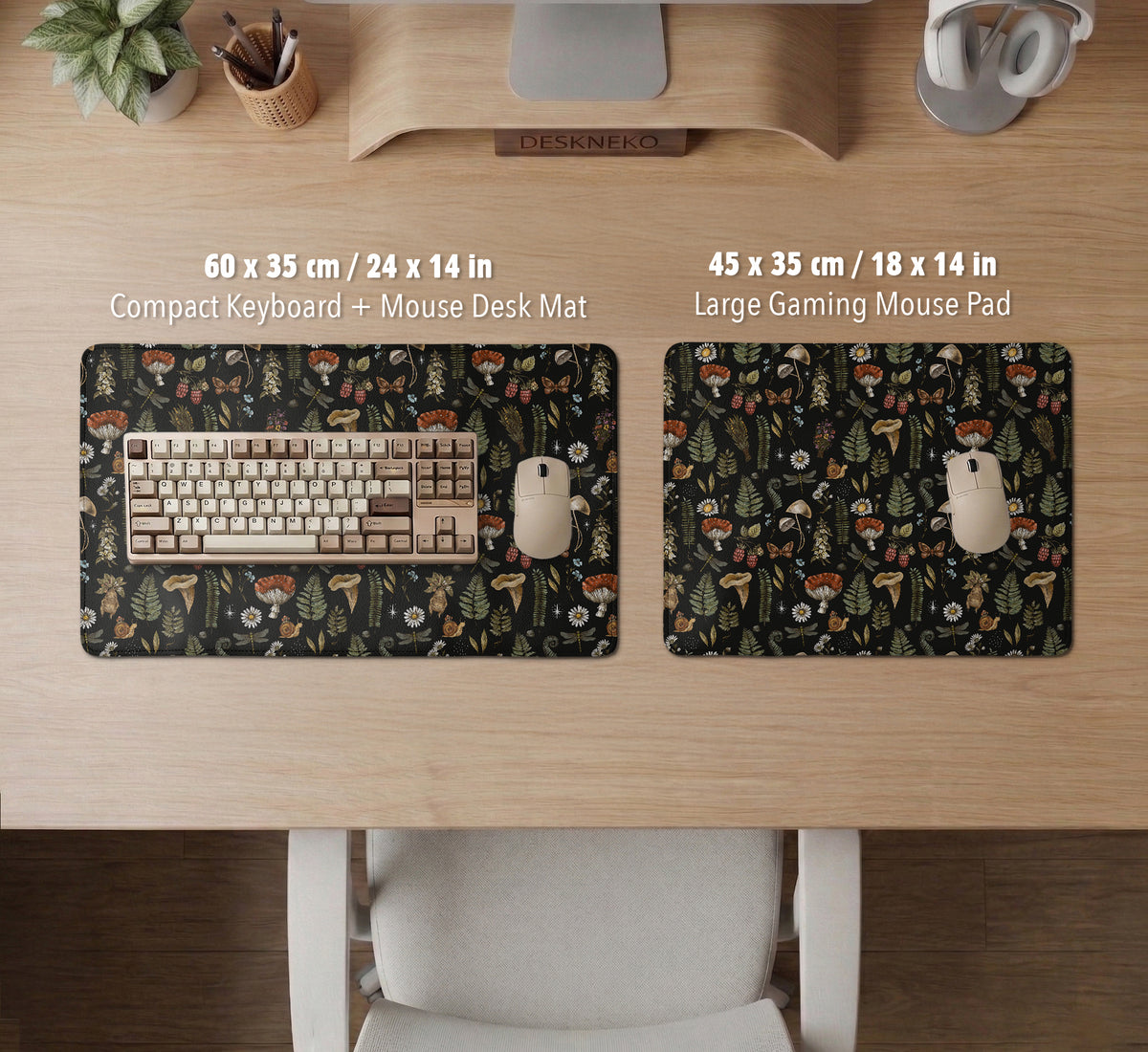 Dark Botanical Desk Mat Mousepad - Desk Mat - Deskneko - Desk Mats & Mousepads