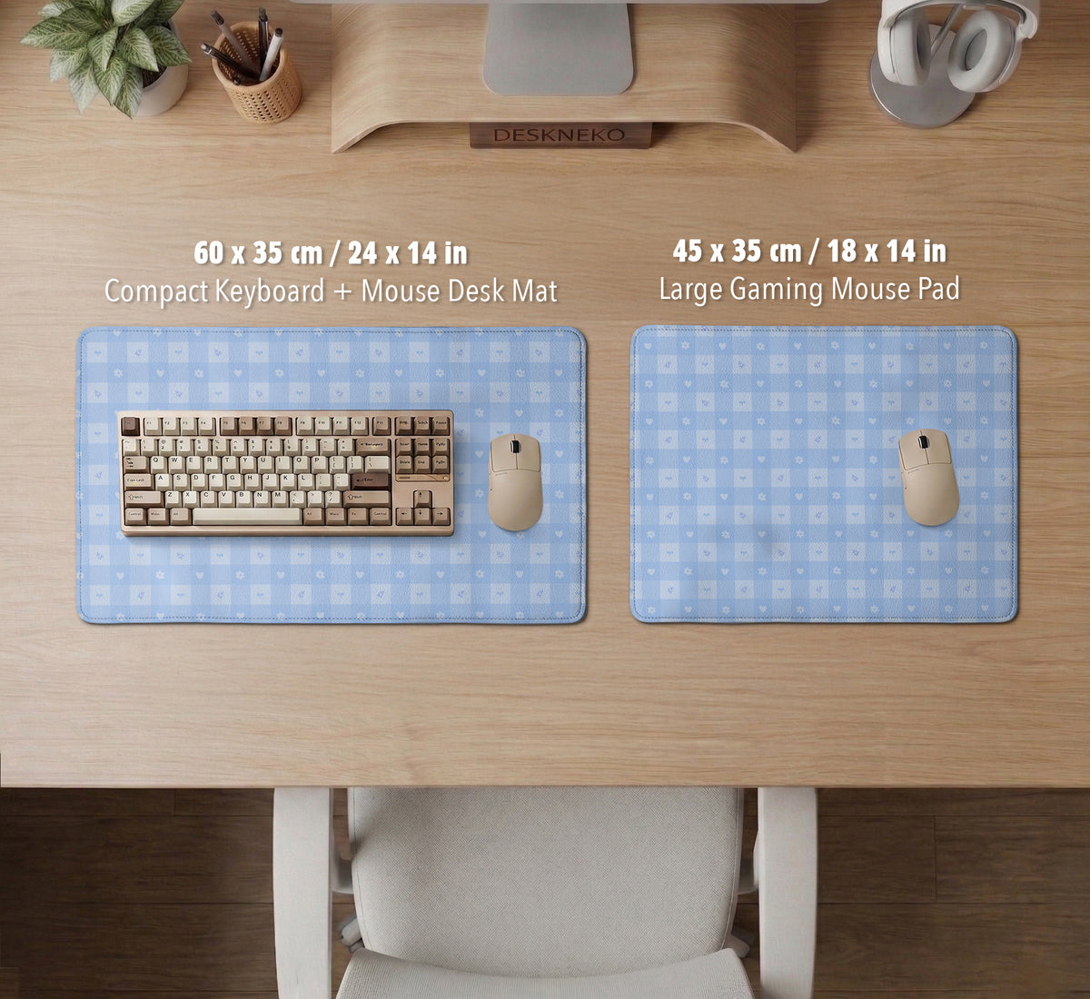 Blue Gingham Desk Mat - Desk Mat - Deskneko - Desk Mats & Mousepads