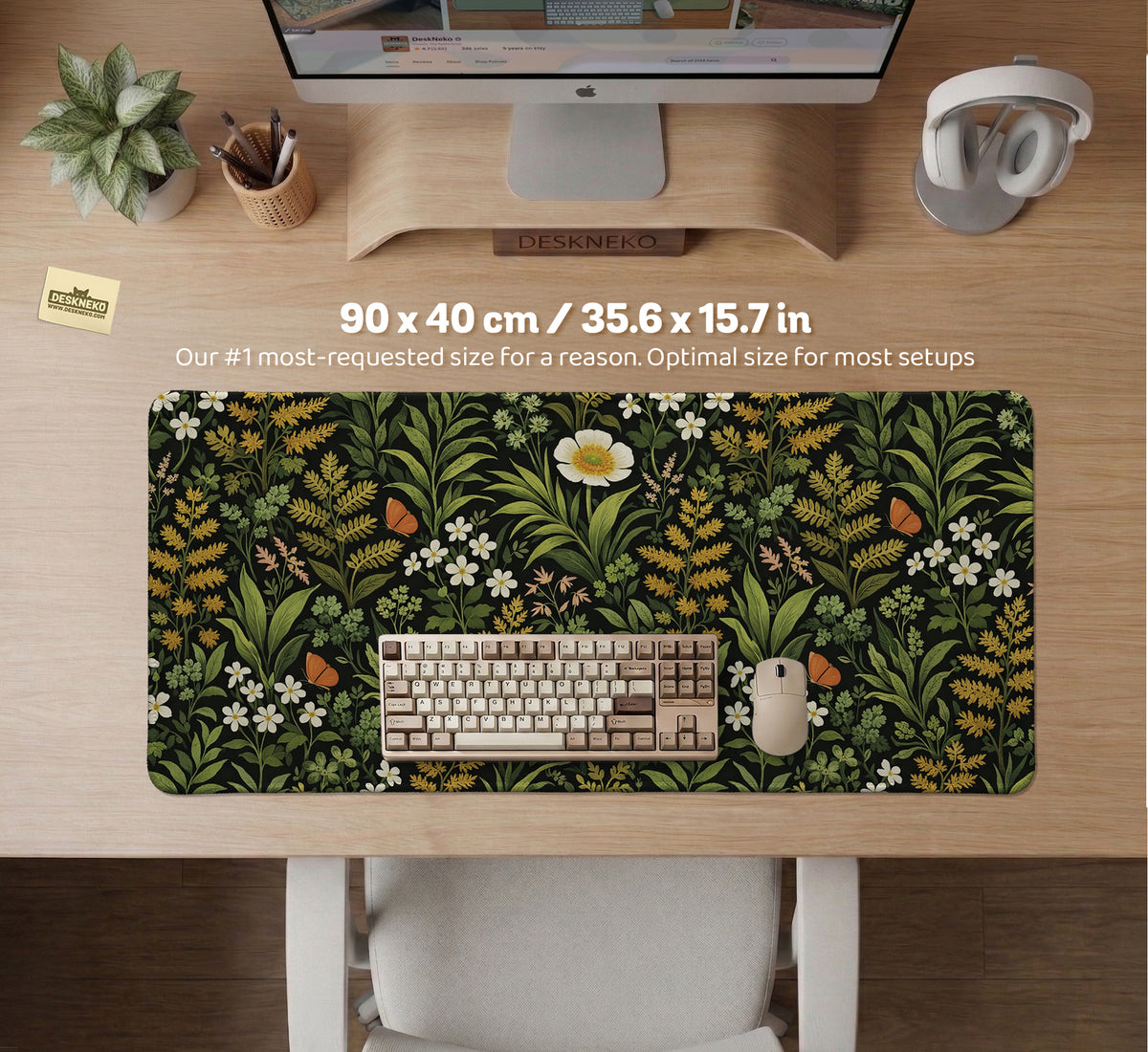 Dark Botanical Desk Mat - Desk Mat - Deskneko - Desk Mats & Mousepads