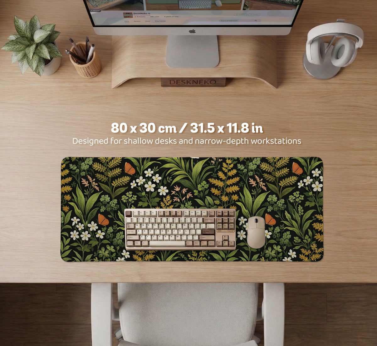 Dark Botanical Desk Mat - Desk Mat - Deskneko - Desk Mats & Mousepads