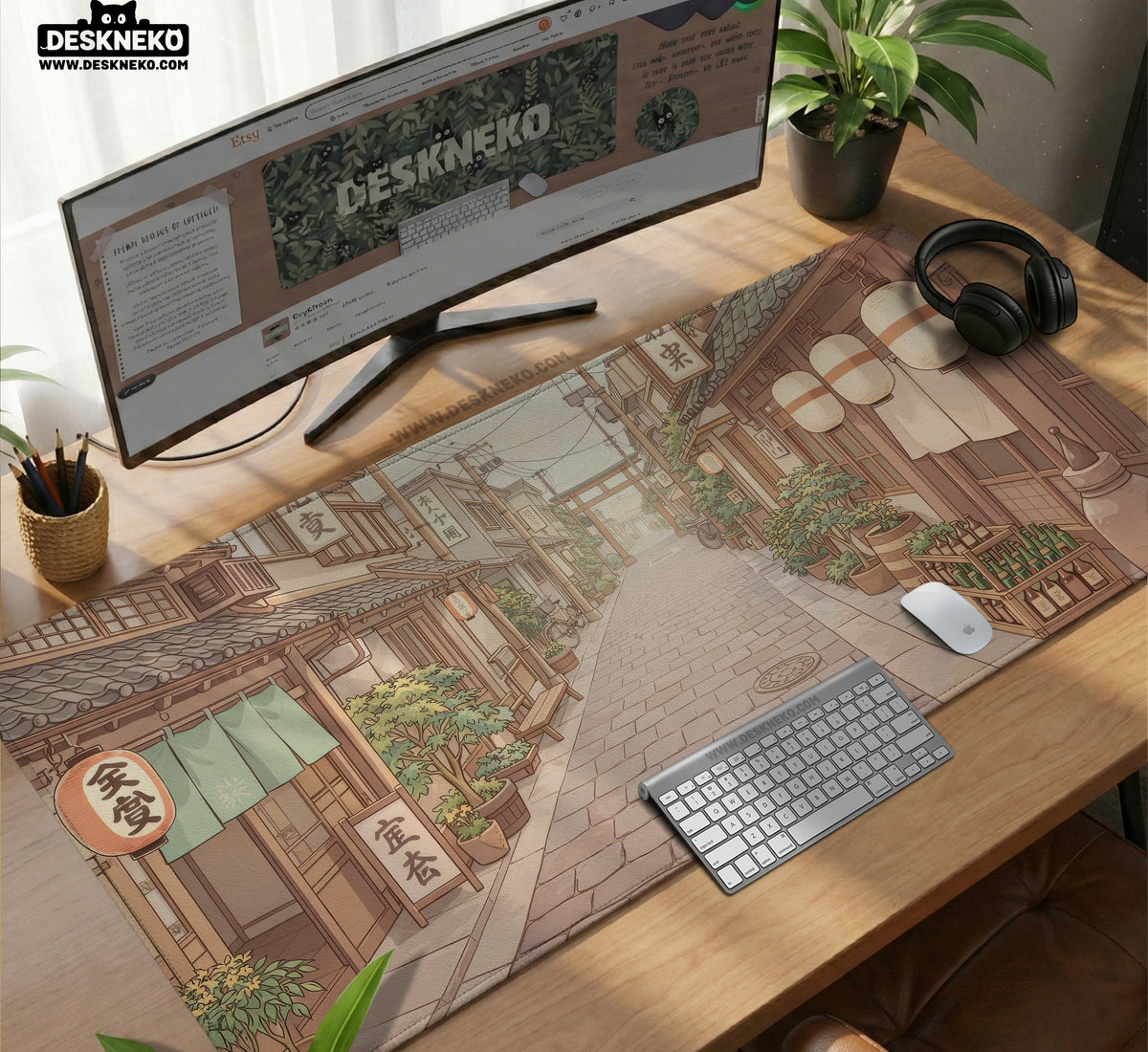 Beige Japandi Desk Mat Mousepad - Desk Mat - Deskneko - Desk Mats & Mousepads