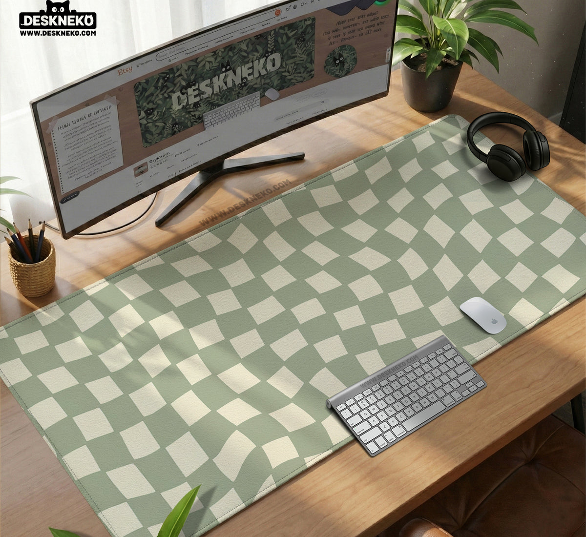 Green Checker Desk Mat - Desk Mat - Deskneko - Desk Mats & Mousepads