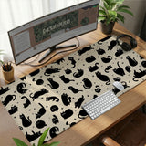 Black Cat Desk Mat, Cute XL Mousepad for Cozy Office and Gaming Setup - Deskneko
