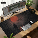 Samurai Red Moon Desk Mat Mousepad - Deskneko