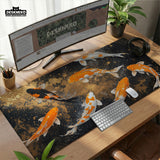 Black Gold Koi Desk Mat Mousepad - Desk Mat - Deskneko - Desk Mats & Mousepads
