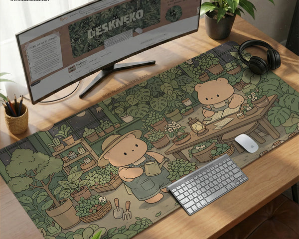 Kawaii Bear Desk Mat XXL Extended Mousepad for Keyboard and Desk - Deskneko