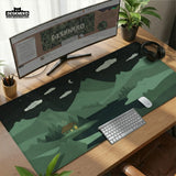 Night Forest Cats Landscape Desk Mat Mousepad XXL - Deskneko