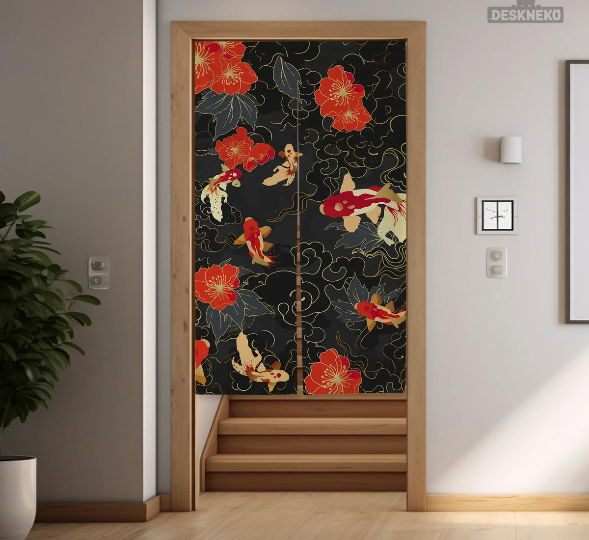 Japanese Koi Fish Noren Door Curtain Room Divider - Deskneko
