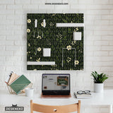 Botanical Pegboard Organizer with Dark Green Floral Pattern - Deskneko