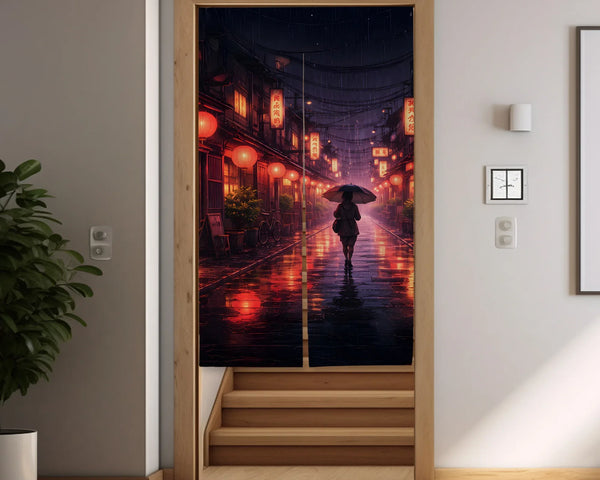 Lofi Anime Alley Noren Door Curtain - Deskneko