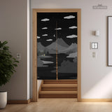 Cute Cat Mountains Noren Curtain - Noren Door Curtain - Deskneko - Noren Door Curtains