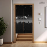Black Mount Fuji Noren Curtain - Noren Door Curtain - Deskneko - Noren Door Curtains