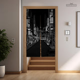 Black Tokyo Street Noren Curtain - Noren Door Curtain - Deskneko - Noren Door Curtains