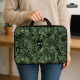 Botanical Cat Laptop Sleeve & Bag, Forest Green Aesthetic Case - Deskneko