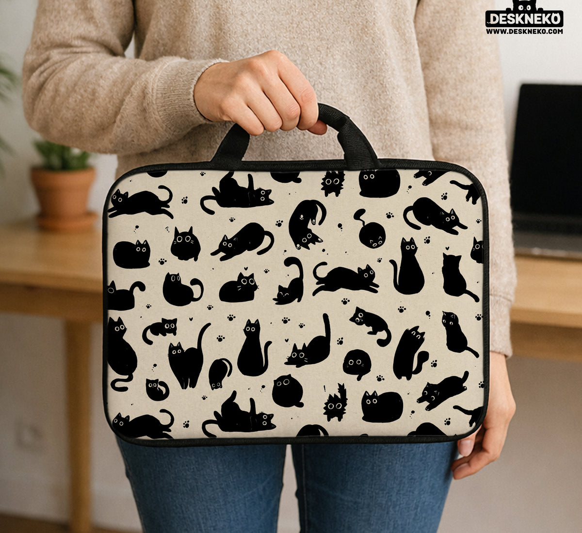 Cat Pattern Laptop Sleeve - Laptop Sleeve - Deskneko - Laptop Sleeves & Bags