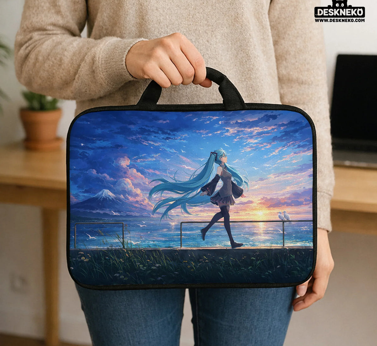 Blue Anime Laptop Sleeve with Handle - Deskneko