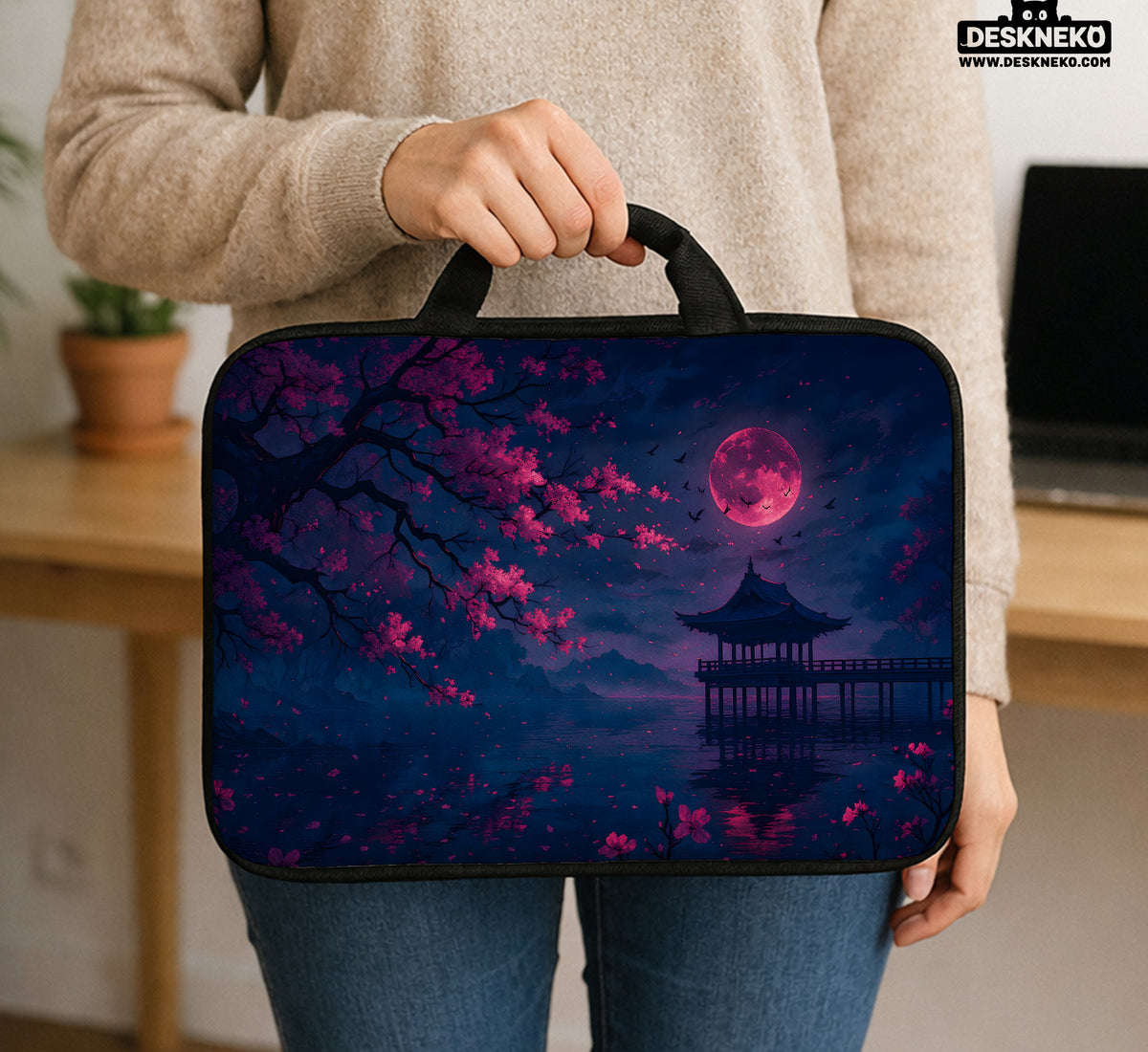 Dark Sakura Night Laptop Sleeves & Bags - Laptop Sleeve - Deskneko - Laptop Sleeves & Bags