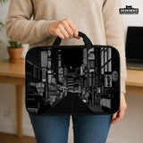 Tokyo Night Pixel Laptop Sleeve & Bag – Monochrome Cyberpunk Case - Deskneko