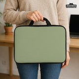 Sage Green Laptop Bag with Shoulder Strap & Handle - Deskneko