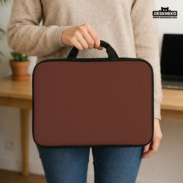 Mahogany Laptop Sleeve & Bag, Minimalist Brown Protective Work Case - Deskneko