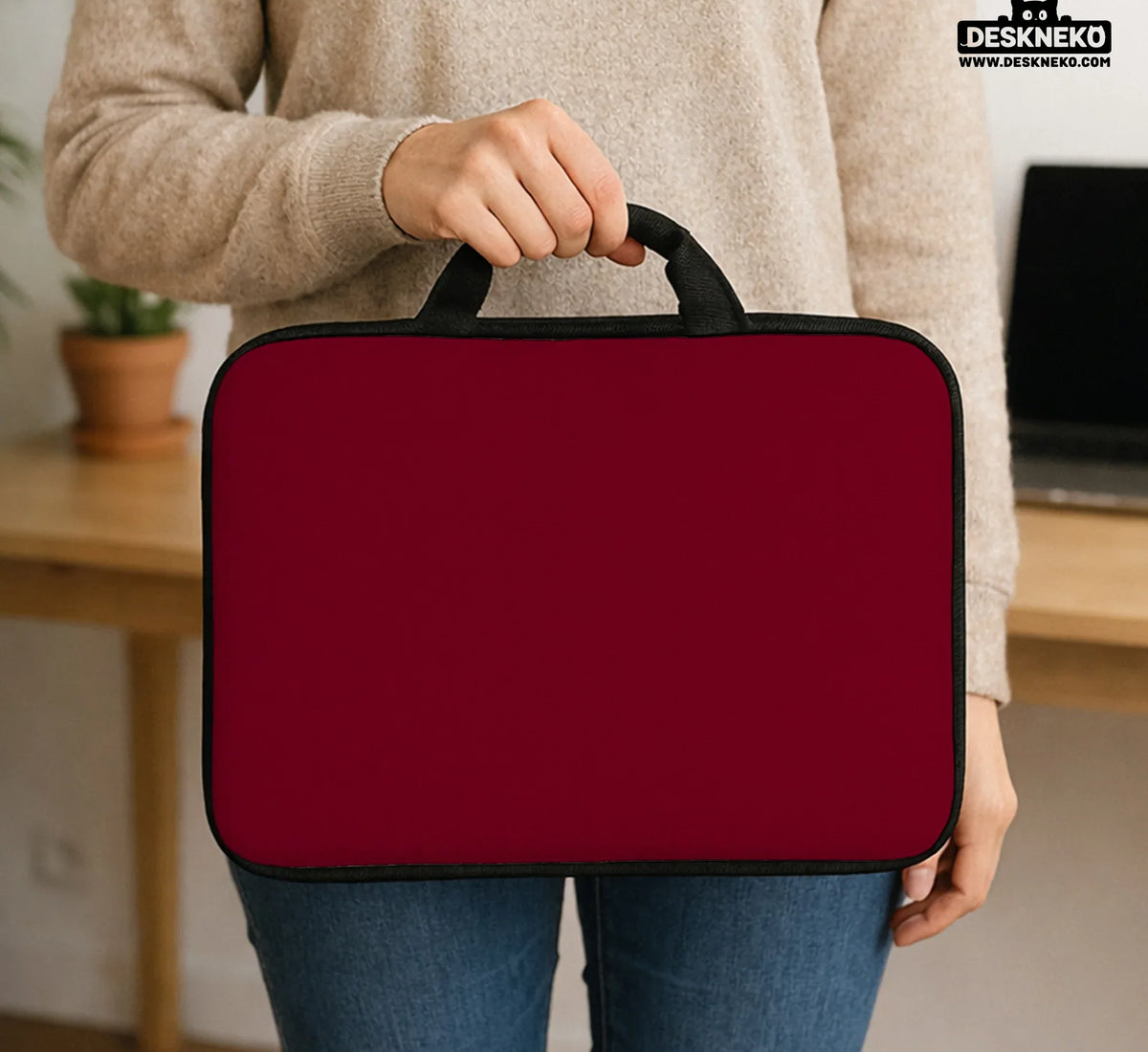Burgundy Laptop Sleeve & Bag for MacBook and Notebooks - Deskneko