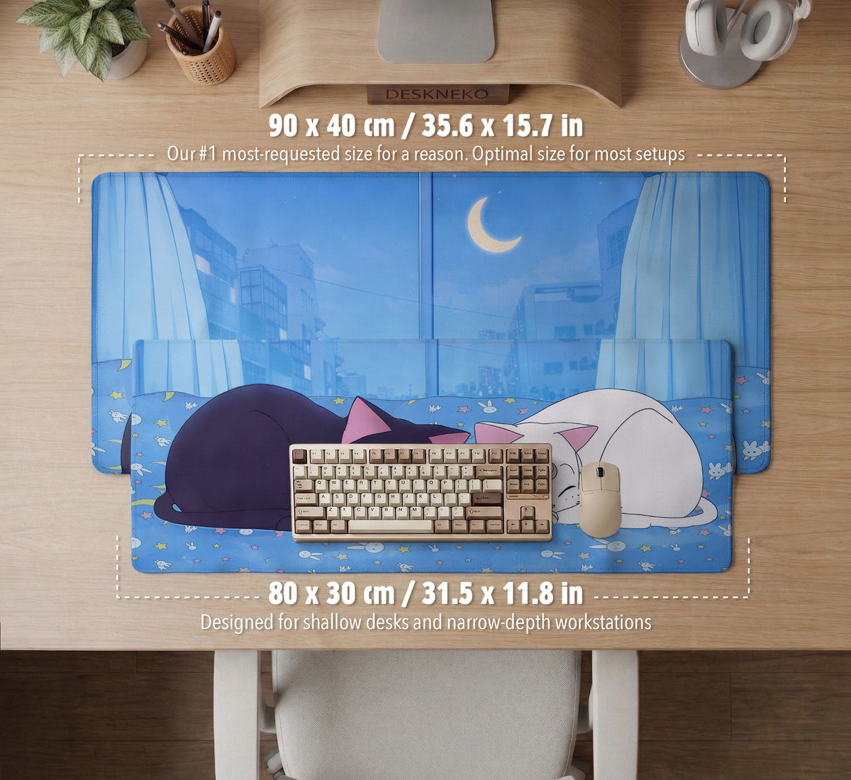 Blue Anime Aesthetic Desk Mat Mousepad - Desk Mat - Deskneko - Desk Mats & Mousepads