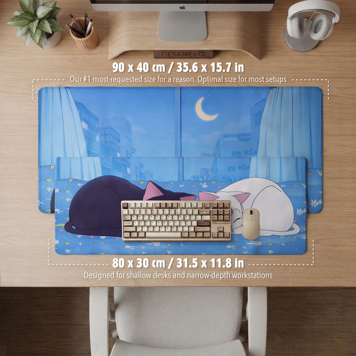 Blue Anime Aesthetic Desk Mat Mousepad - Desk Mat - Deskneko - Desk Mats & Mousepads