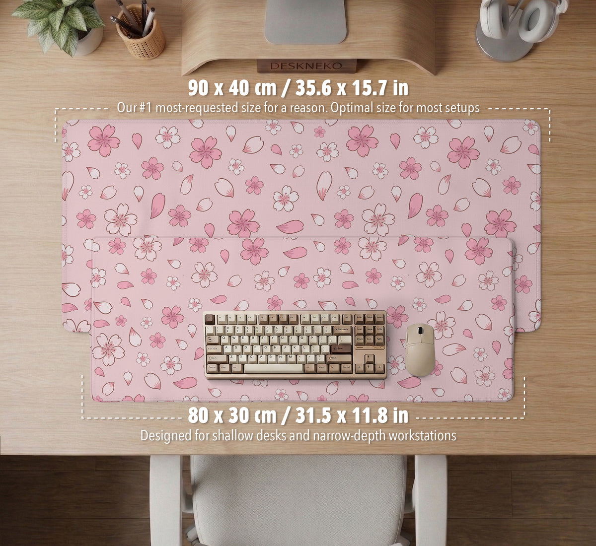 Sakura Gaming Desk Mat - LED Mousepad - Deskneko - Gaming Desk Mats