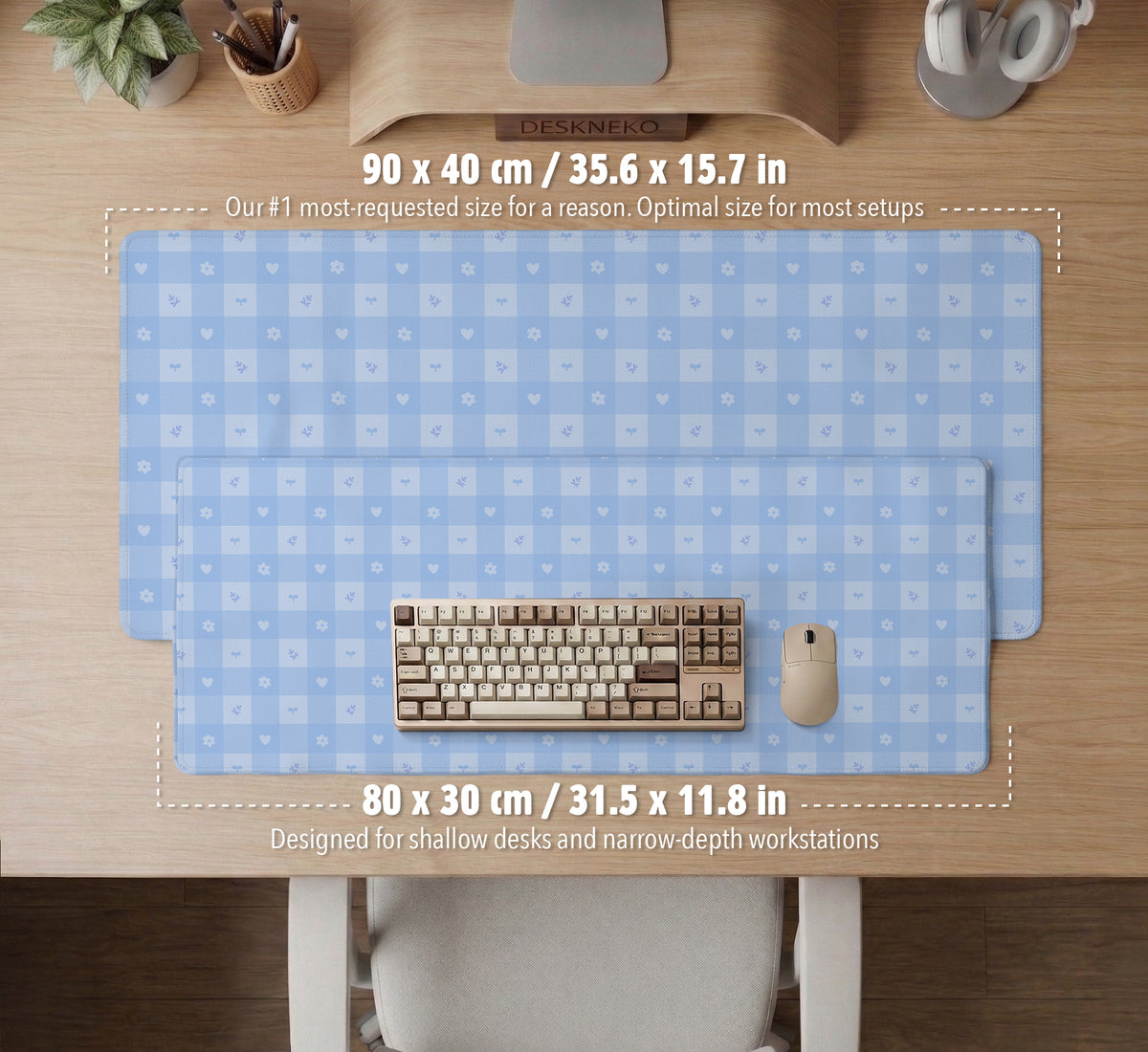 Blue Gingham Desk Mat - Desk Mat - Deskneko - Desk Mats & Mousepads