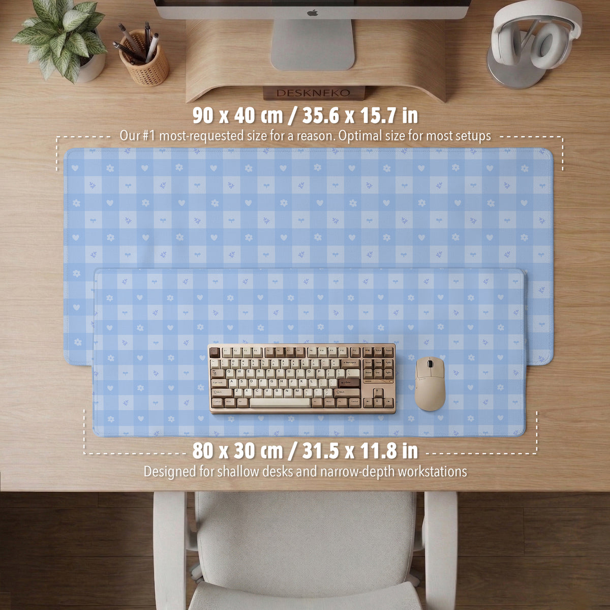 Blue Gingham Desk Mat - Desk Mat - Deskneko - Desk Mats & Mousepads