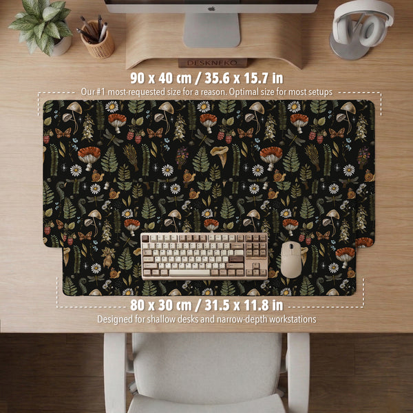 Dark Botanical Desk Mat Mousepad - Desk Mat - Deskneko - Desk Mats & Mousepads