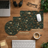 Dark Floral Cottagecore Desk Mat with Botanical Butterflies - Deskneko