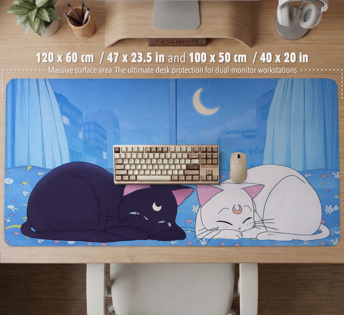 Blue Anime Aesthetic Desk Mat Mousepad - Desk Mat - Deskneko - Desk Mats & Mousepads