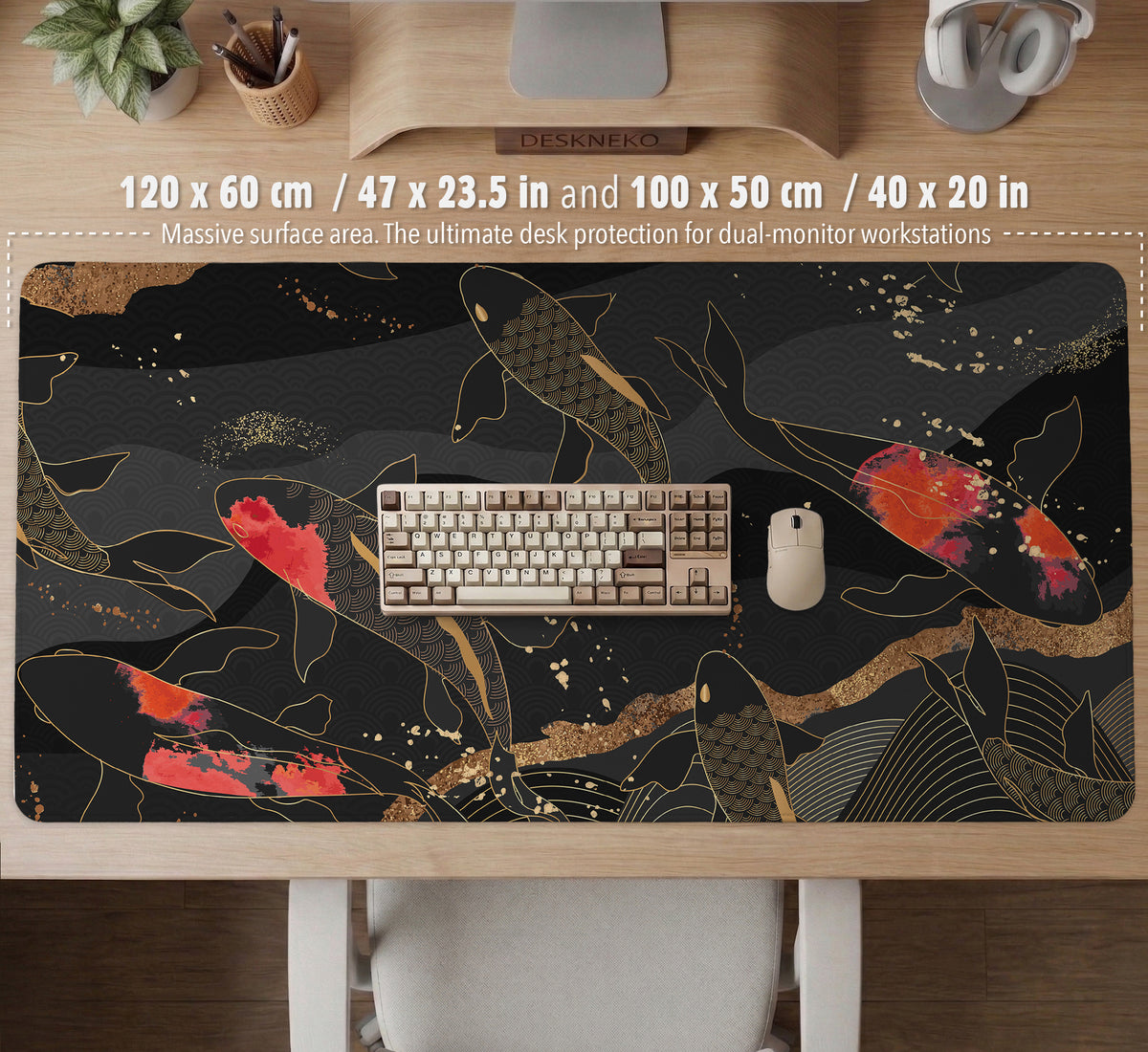Koi Waves Desk Mat - Desk Mat - Deskneko - Desk Mats & Mousepads