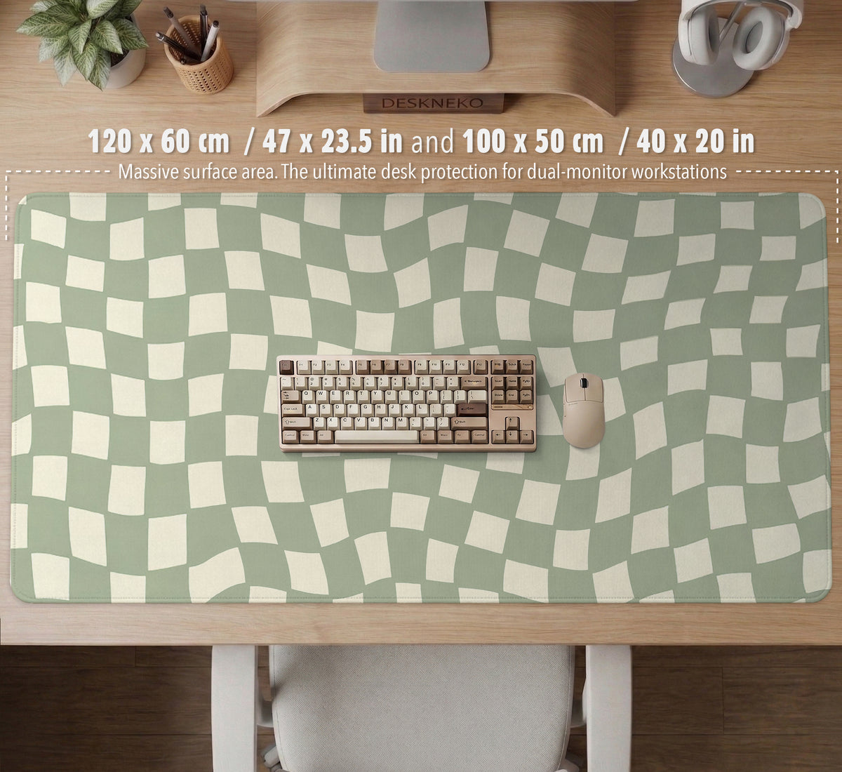 Green Checker Desk Mat - Desk Mat - Deskneko - Desk Mats & Mousepads