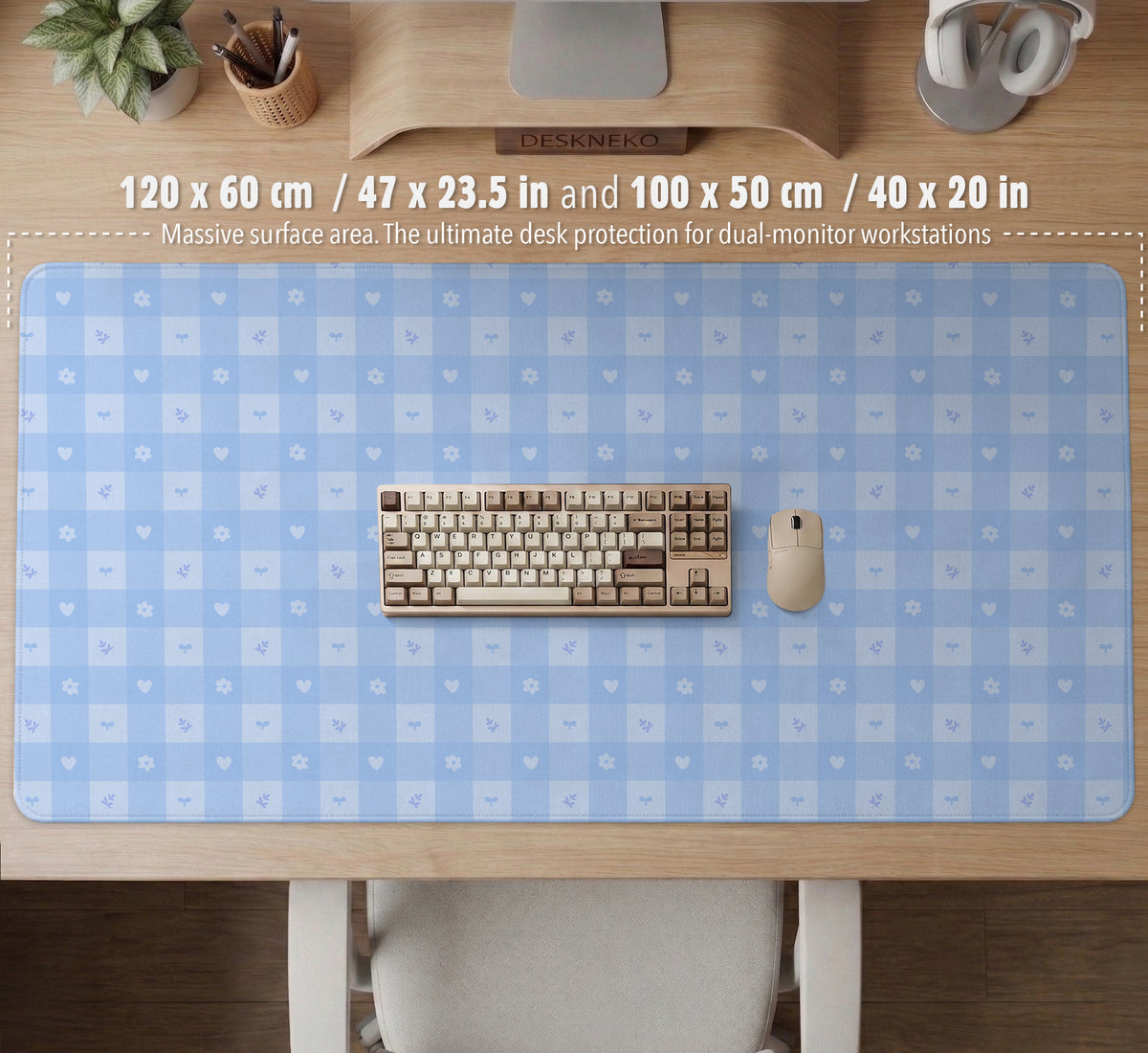 Blue Gingham Desk Mat - Desk Mat - Deskneko - Desk Mats & Mousepads