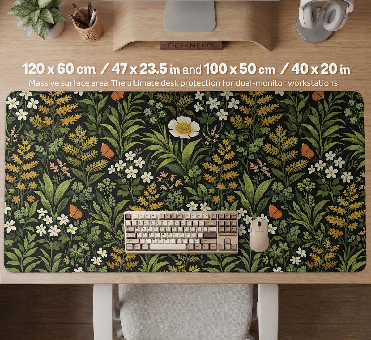 Dark Botanical Desk Mat - Desk Mat - Deskneko - Desk Mats & Mousepads