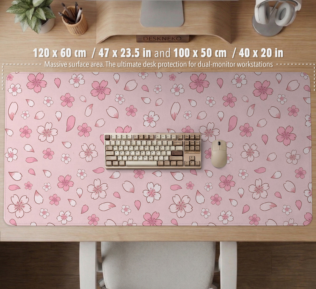Sakura Gaming Desk Mat - LED Mousepad - Deskneko - Gaming Desk Mats