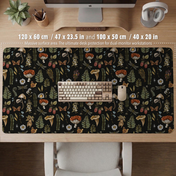 Dark Botanical Desk Mat Mousepad - Desk Mat - Deskneko - Desk Mats & Mousepads