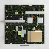 Botanical Pegboard Organizer with Dark Green Floral Pattern - Deskneko