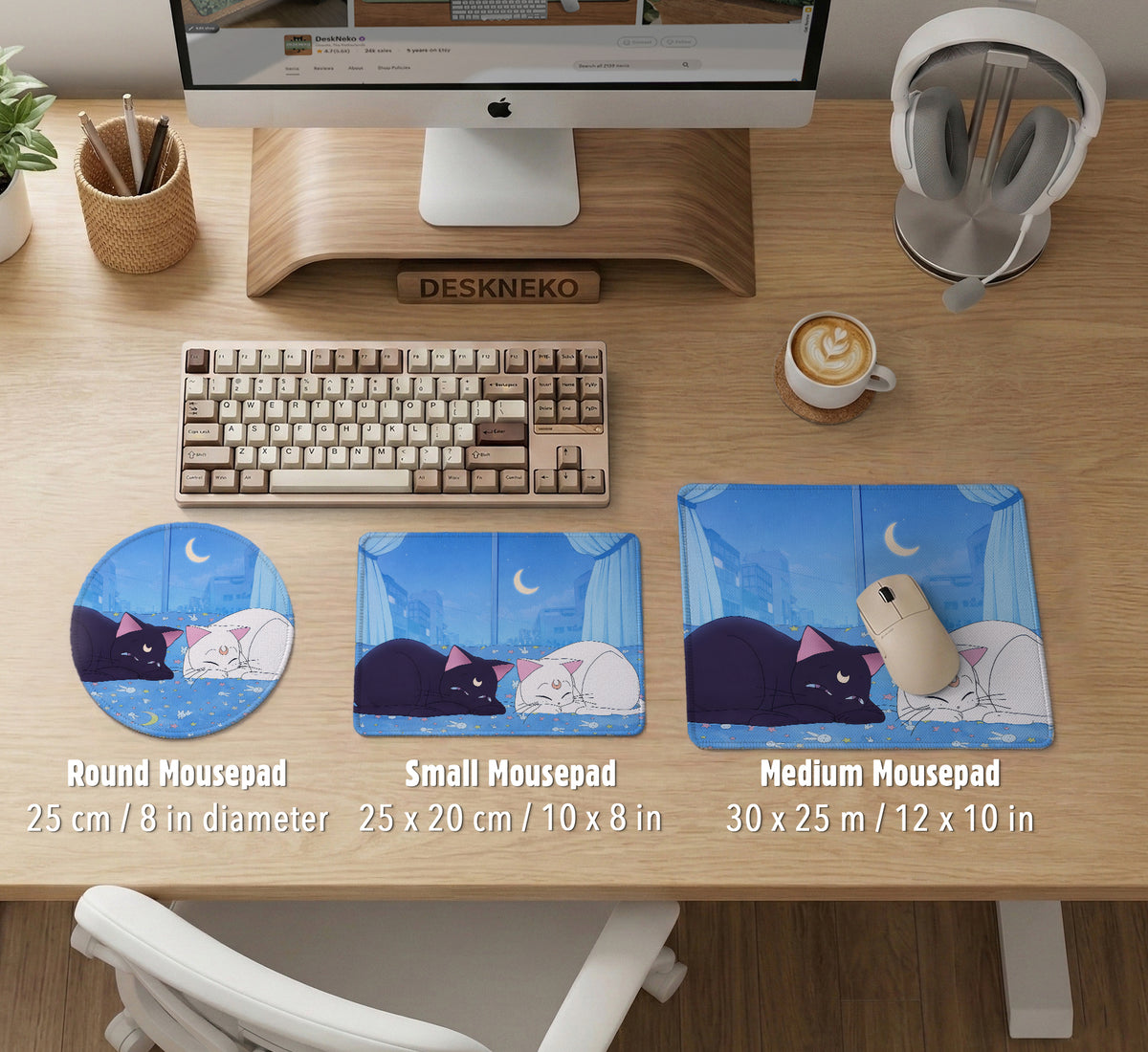 Blue Anime Aesthetic Desk Mat Mousepad - Desk Mat - Deskneko - Desk Mats & Mousepads